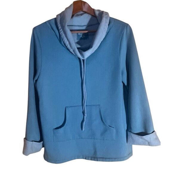 Pajama Gram Blue Kowel Neck Shirt & Wide Leg Pants Sz Small New - Picture 2 of 8